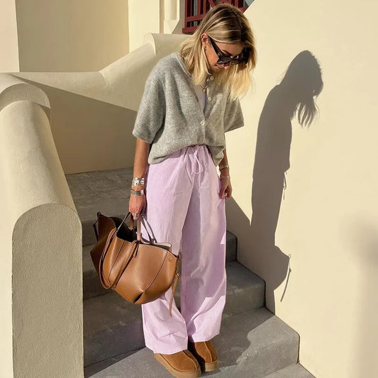 COTTON STRIPED TROUSERS